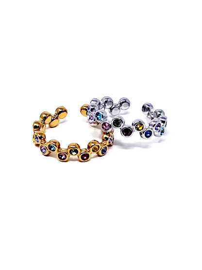 Anello Regolabile "Joy" Gold o Silver con Pietre Multicolor