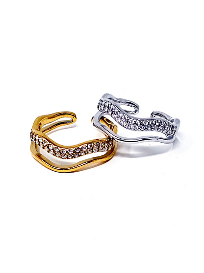 Anello Regolabile "Doppia Onda" Gold o Silver