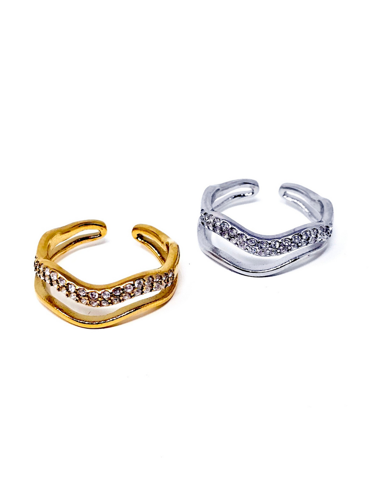 Anello Regolabile "Doppia Onda" Gold o Silver