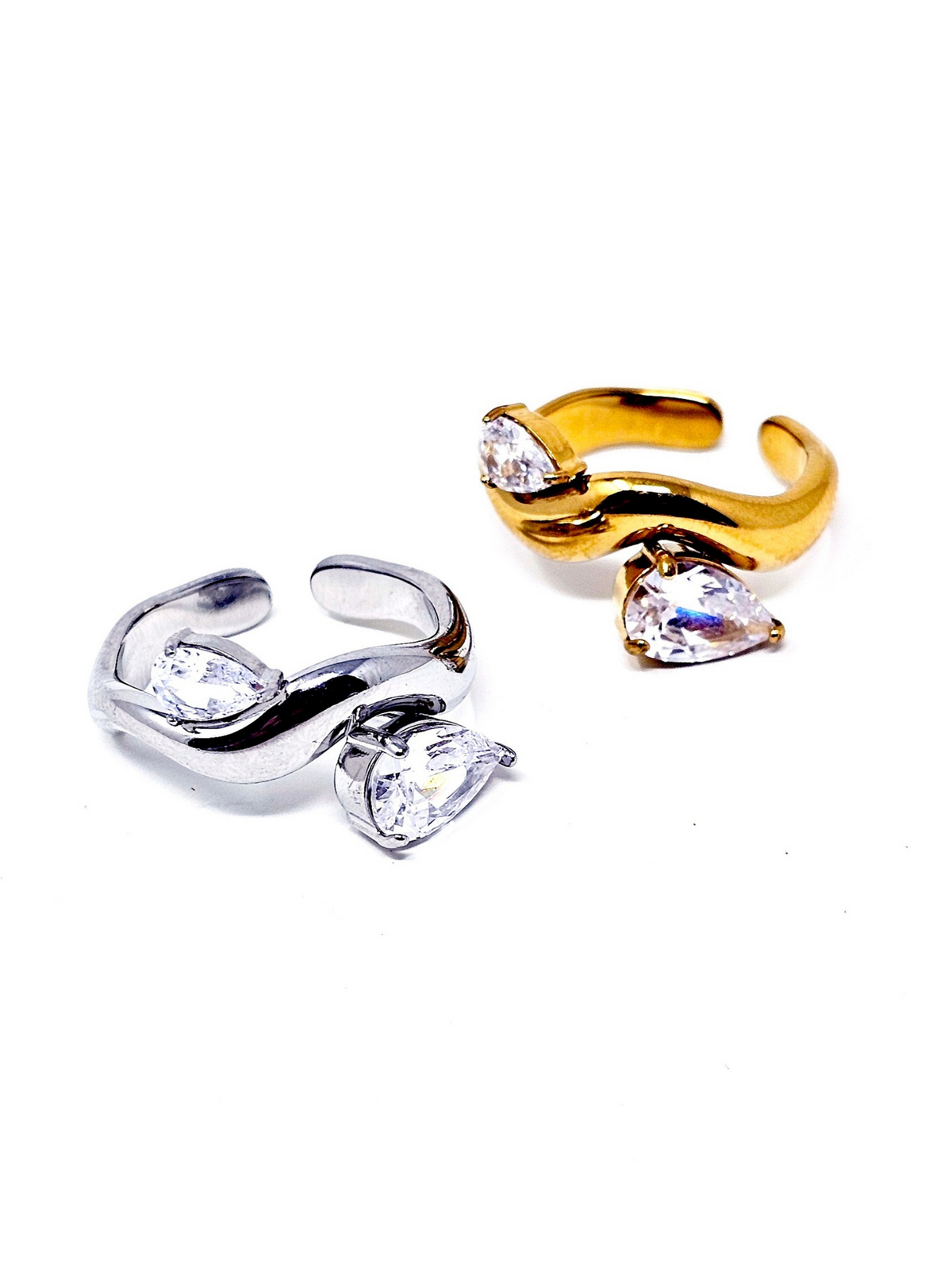 Anello Regolabile "Doppia Goccia" Gold o Silver