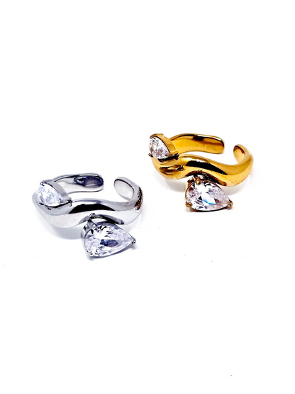 Anello Regolabile "Doppia Goccia" Gold o Silver