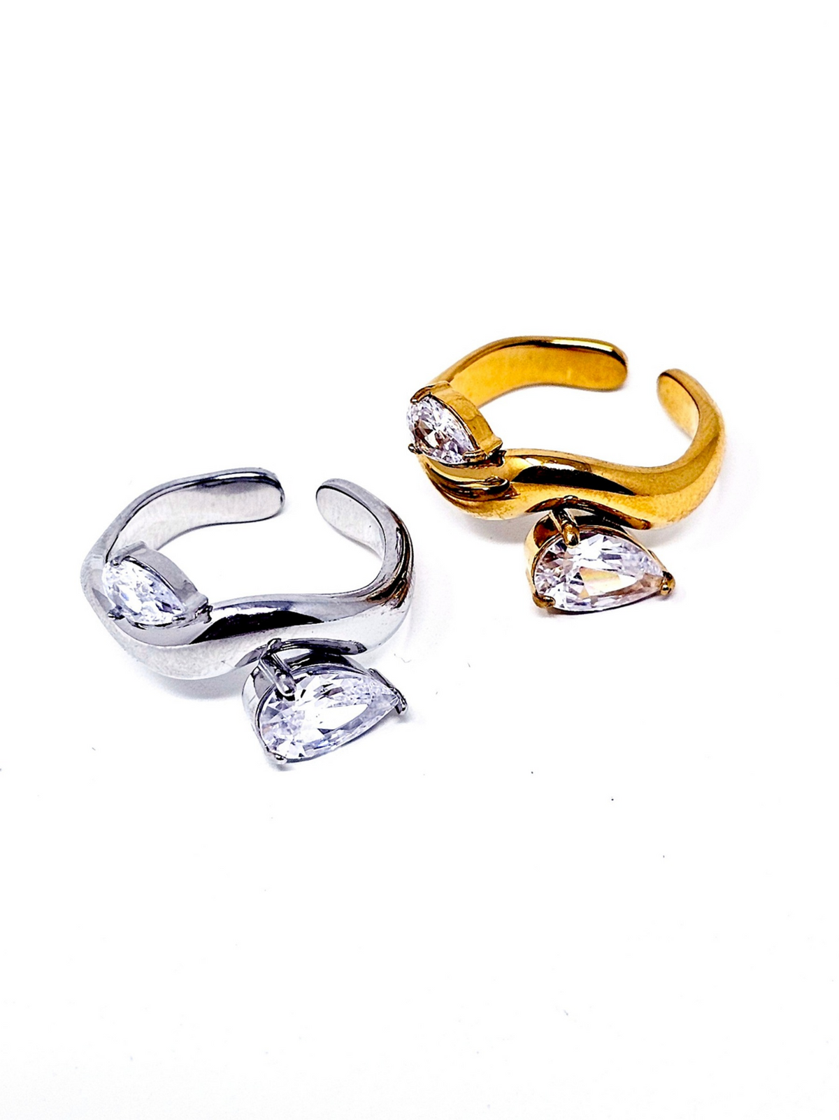 Anello Regolabile "Doppia Goccia" Gold o Silver