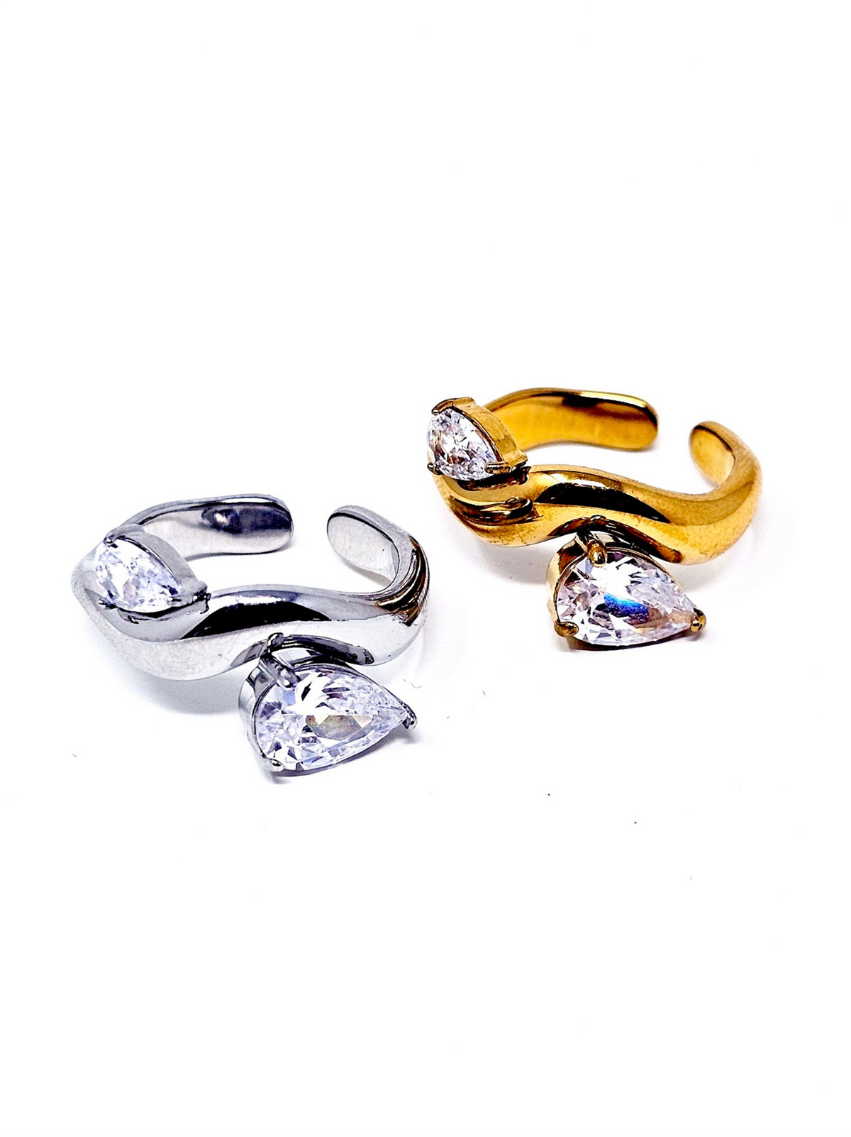 Anello Regolabile "Doppia Goccia" Gold o Silver