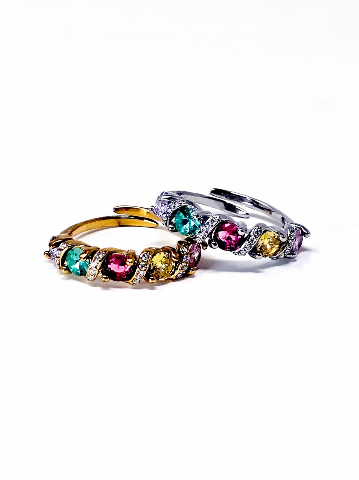 Anello Regolabile "Fantasy" Gold o Silver con Pietre Multicolor