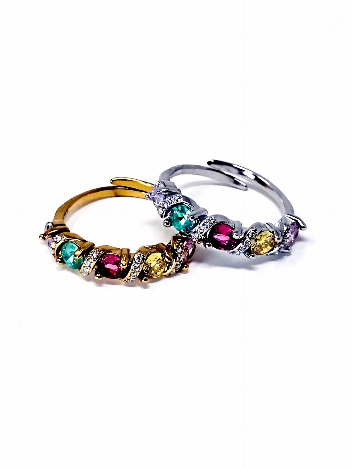 Anello Regolabile "Fantasy" Gold o Silver con Pietre Multicolor