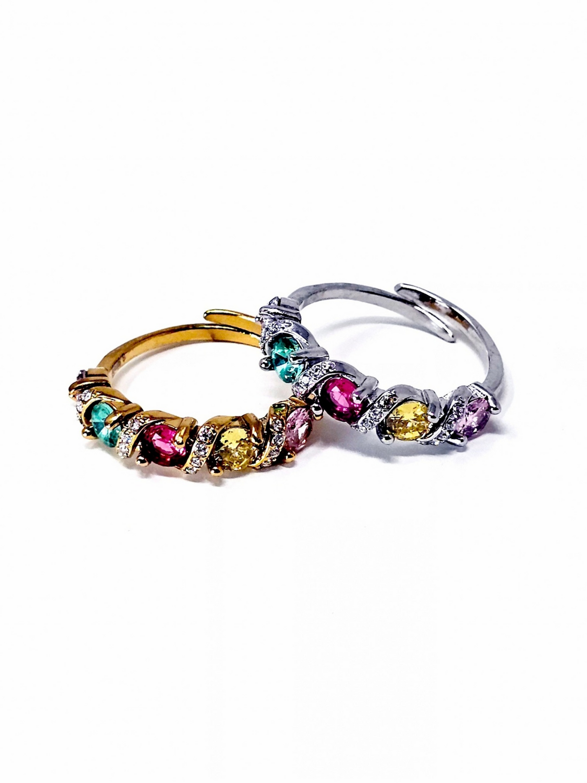 Anello Regolabile "Fantasy" Gold o Silver con Pietre Multicolor