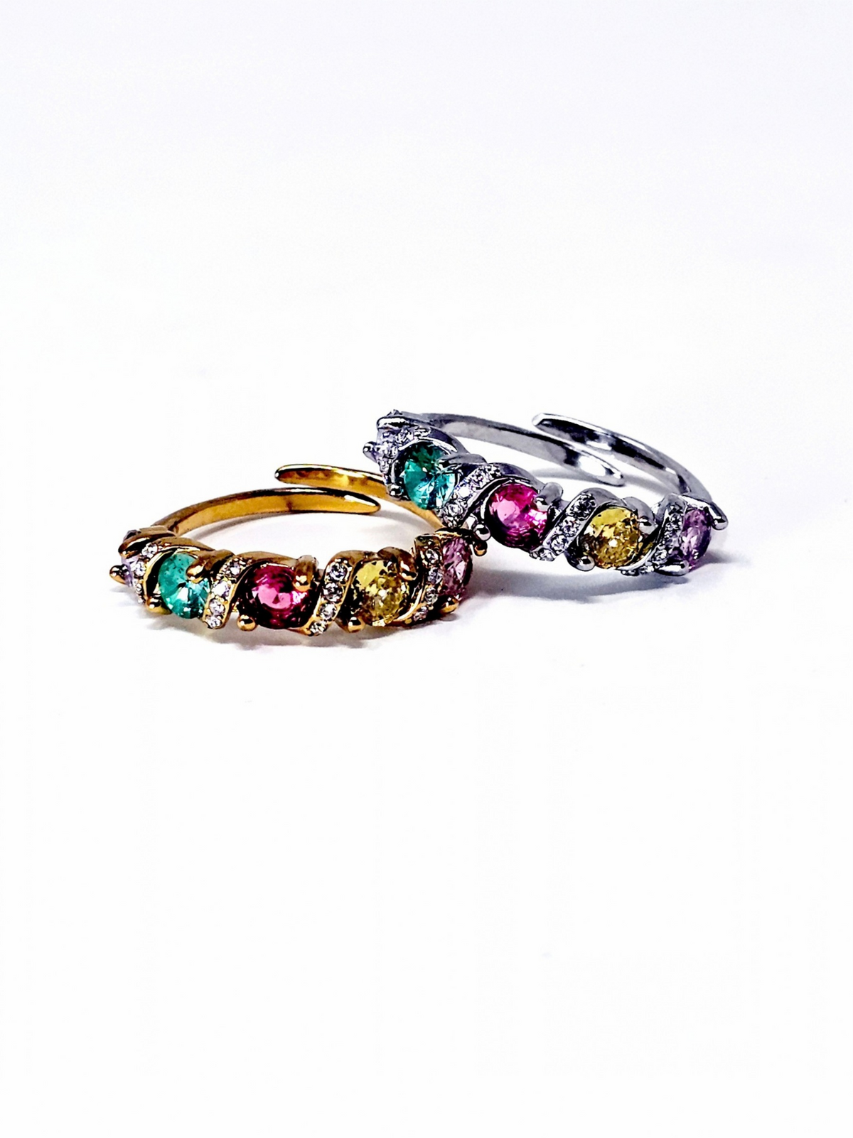 Anello Regolabile "Fantasy" Gold o Silver con Pietre Multicolor