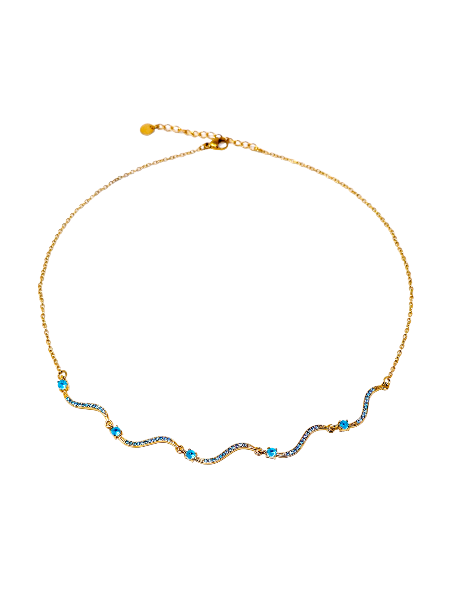Collana Girocollo "Artemide" Gold con Pietre Acquamarina