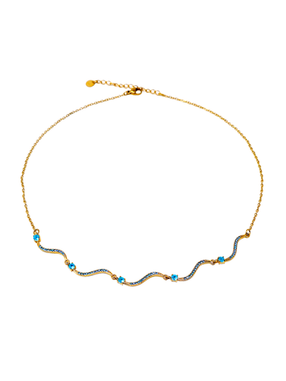 Collana Girocollo "Artemide" Gold con Pietre Acquamarina