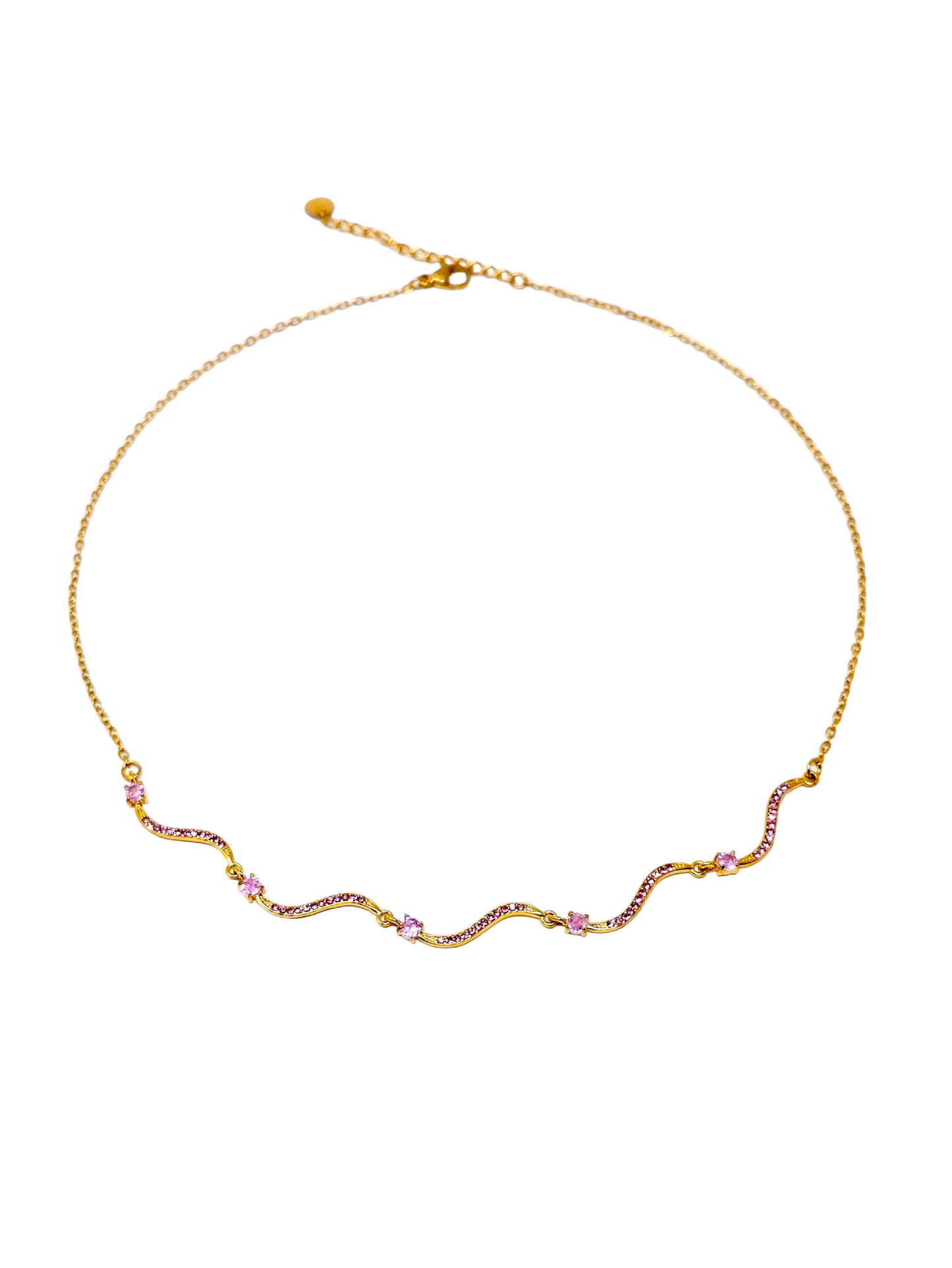Collana Girocollo "Artemide" Gold con Pietre Quarzo Rosa