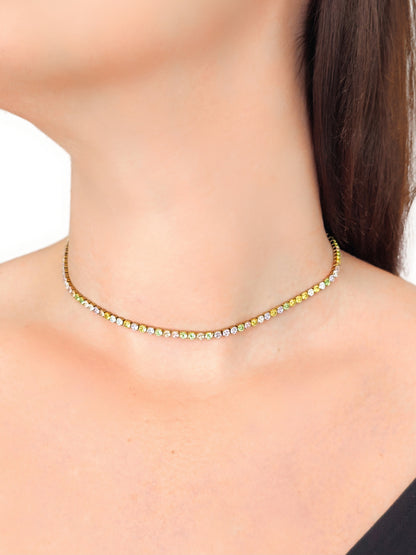 Choker/Girocollo Tennis Gold con Pietre Pastel Colors (3 mm.)