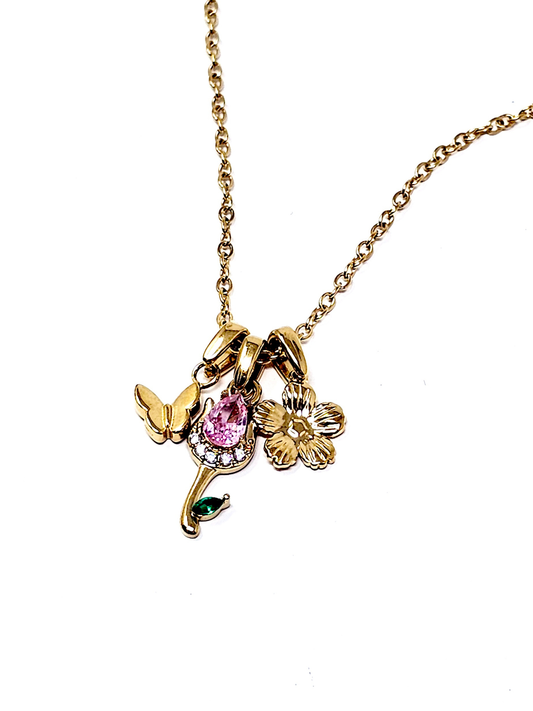 Collana Girocollo "Tulipano Light" Gold con Pietre Pastel Colors