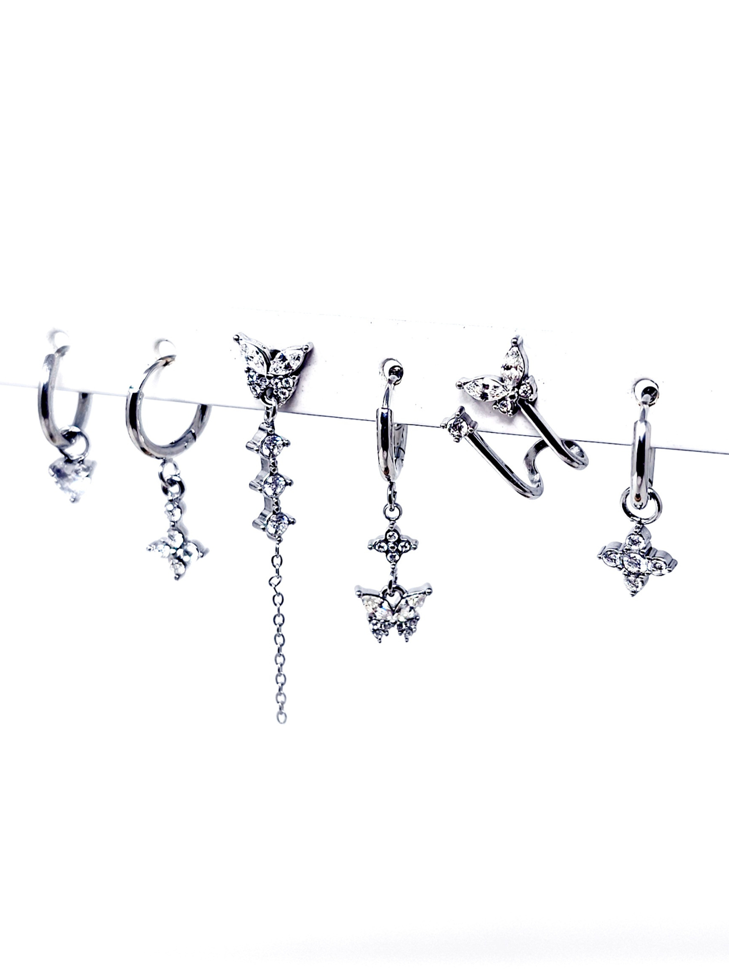 Set di 6 Orecchini "Butterfly" Silver