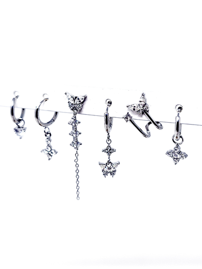Set di 6 Orecchini "Butterfly" Silver