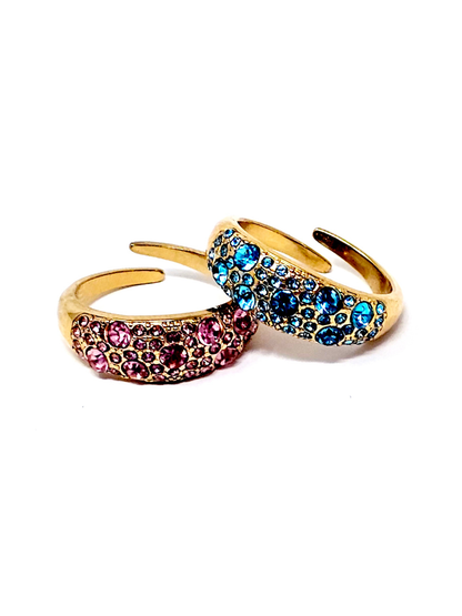 Anello Regolabile "Artemide" Gold con Pietre Color Quarzo Rosa o Acquamarina - 333HOPE333
