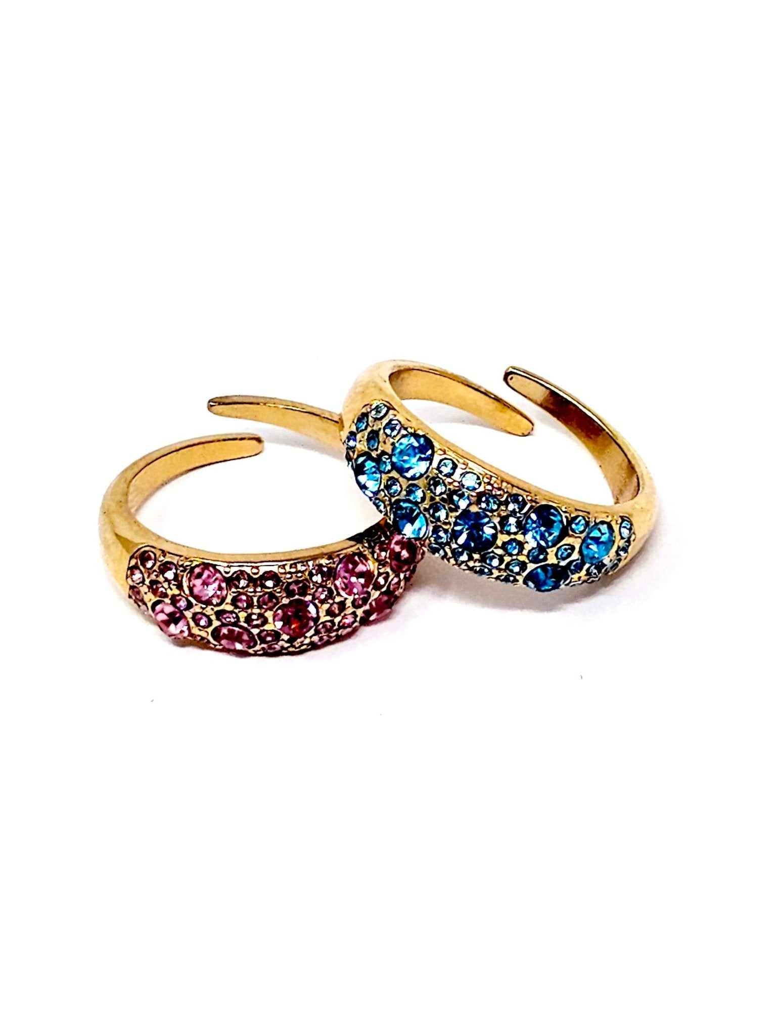 Anello Regolabile "Artemide" Gold con Pietre Color Quarzo Rosa o Acquamarina - 333HOPE333