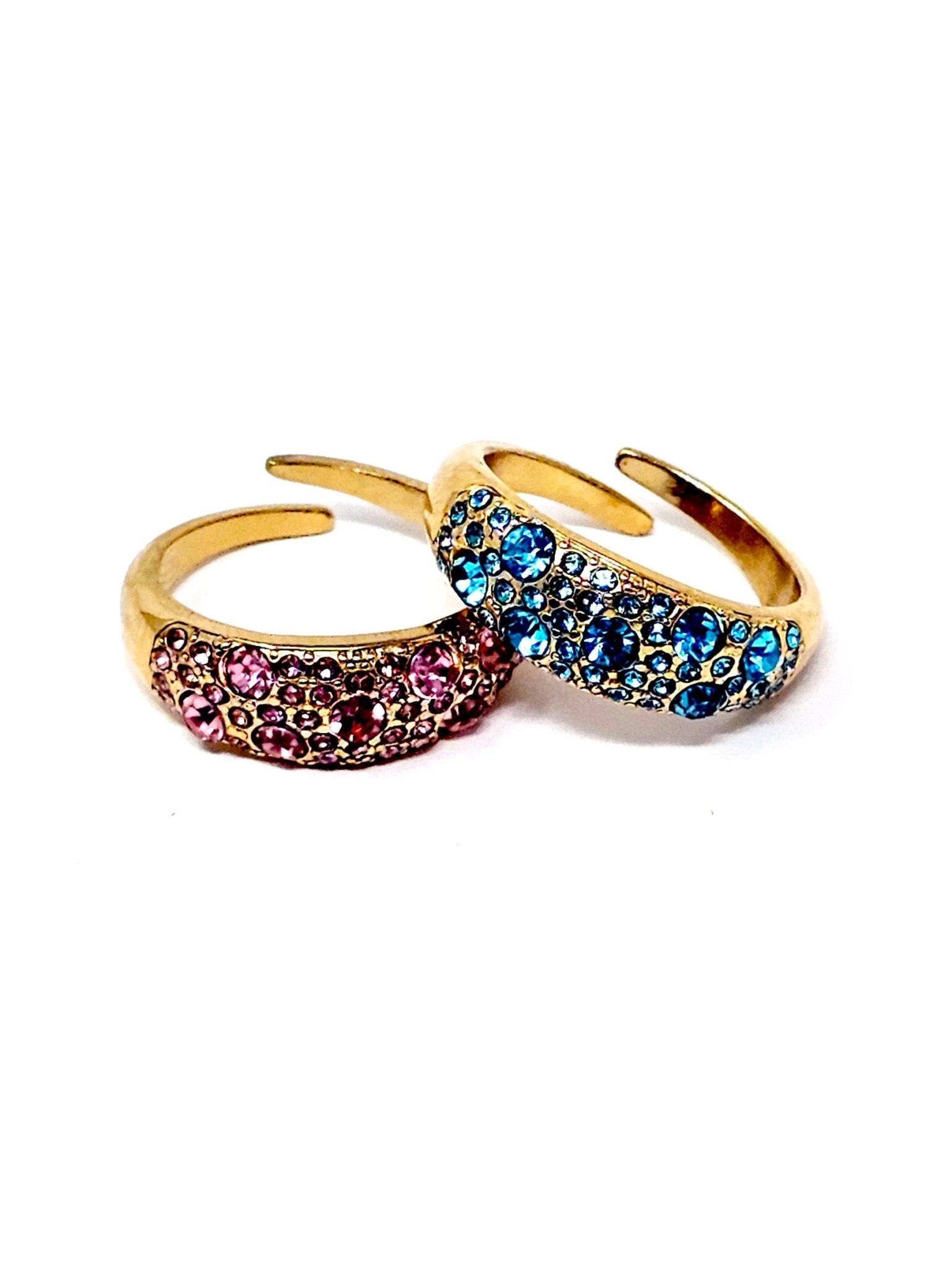 Anello Regolabile "Artemide" Gold con Pietre Color Quarzo Rosa o Acquamarina - 333HOPE333