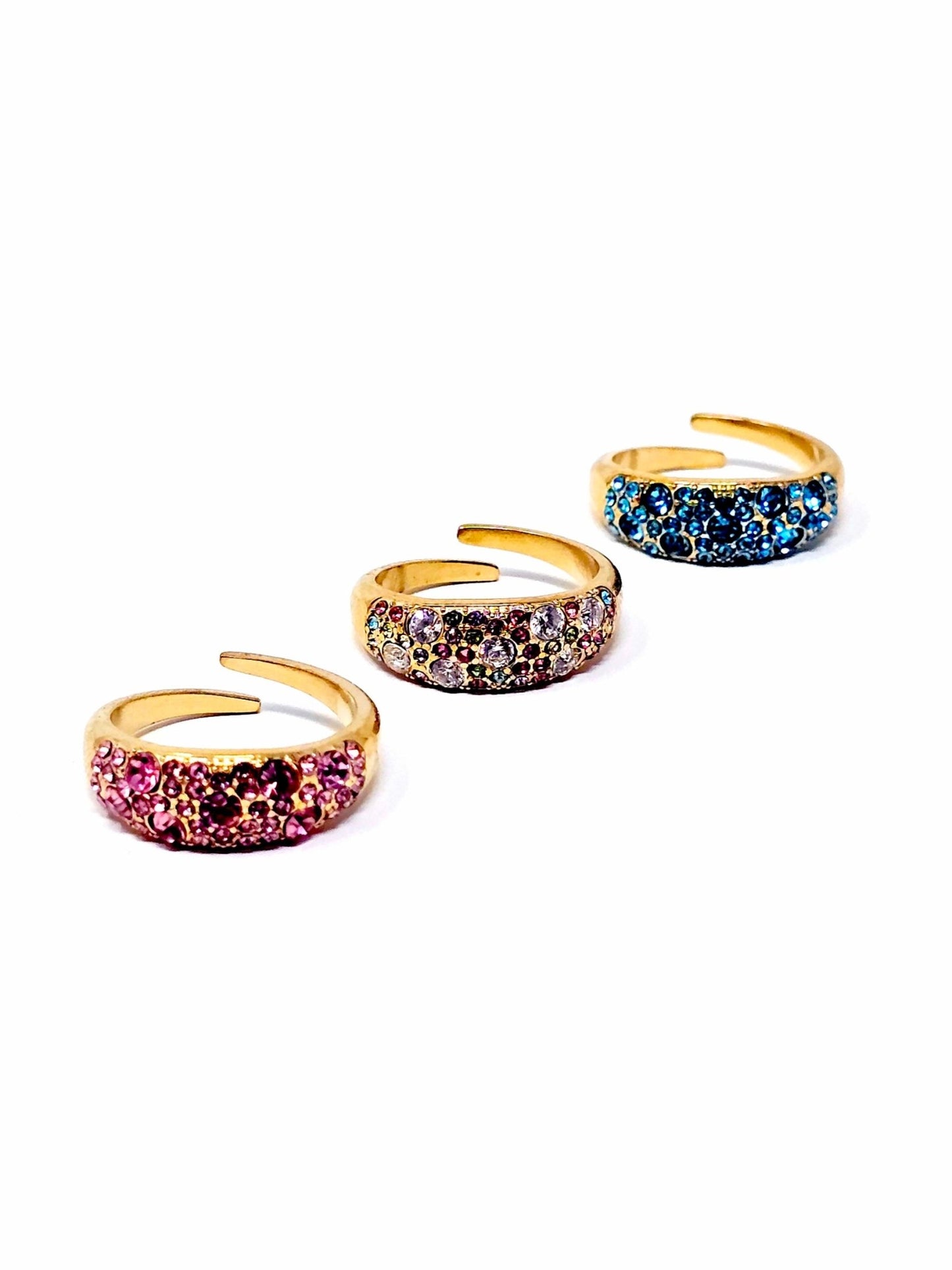 Anello Regolabile "Artemide" Gold con Pietre Color Quarzo Rosa o Acquamarina o Multicolor - 333HOPE333