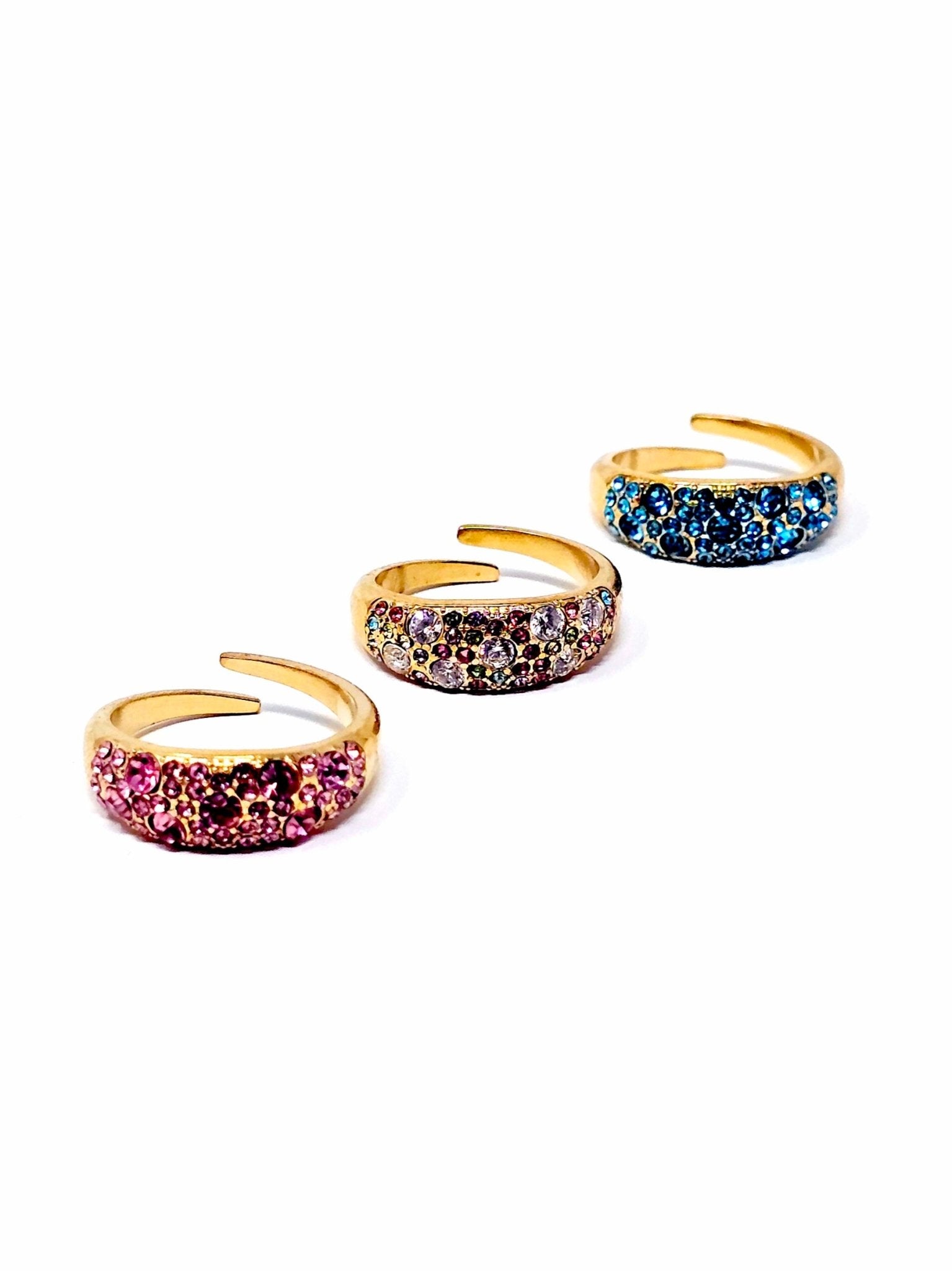 Anello Regolabile "Artemide" Gold con Pietre Color Quarzo Rosa o Acquamarina o Multicolor - 333HOPE333