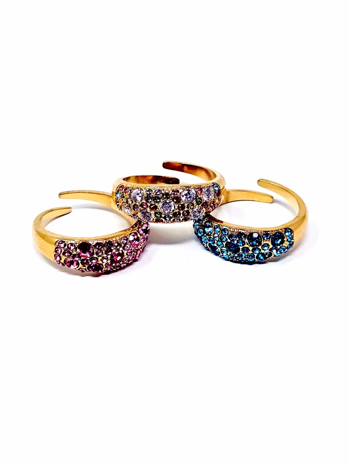 Anello Regolabile "Artemide" Gold con Pietre Color Quarzo Rosa o Acquamarina o Multicolor - 333HOPE333