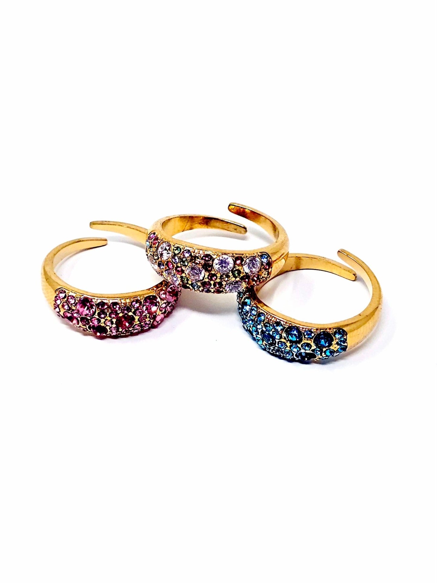 Anello Regolabile "Artemide" Gold con Pietre Color Quarzo Rosa o Acquamarina o Multicolor - 333HOPE333