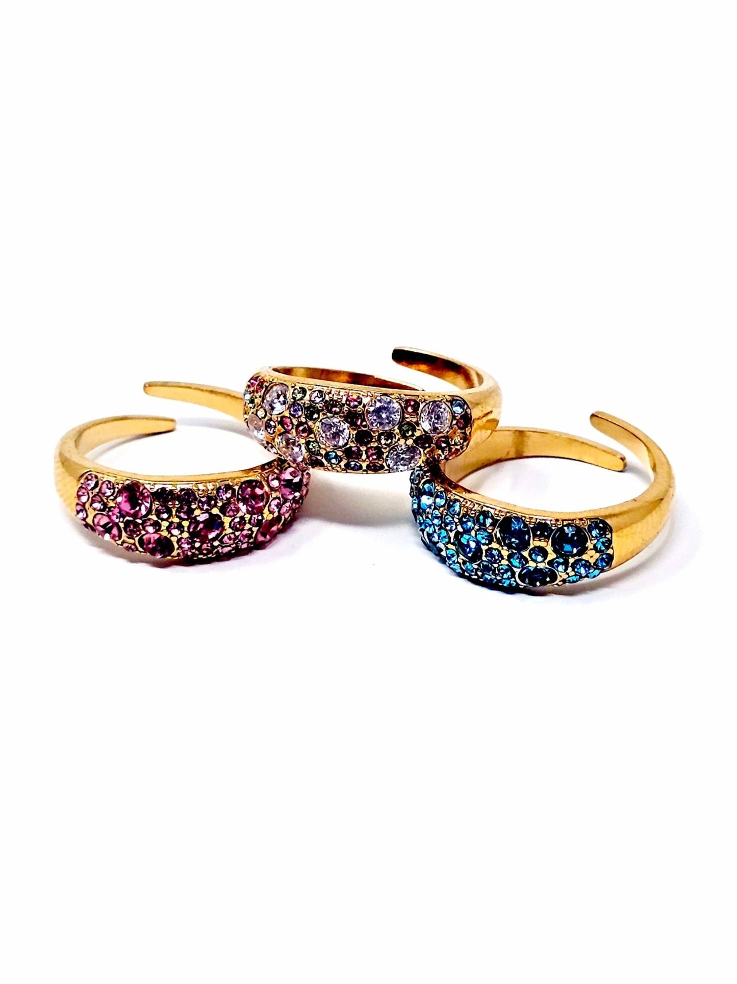 Anello Regolabile "Artemide" Gold con Pietre Color Quarzo Rosa o Acquamarina o Multicolor - 333HOPE333