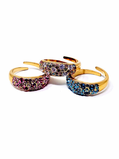 Anello Regolabile "Artemide" Gold con Pietre Color Quarzo Rosa o Acquamarina o Multicolor - 333HOPE333