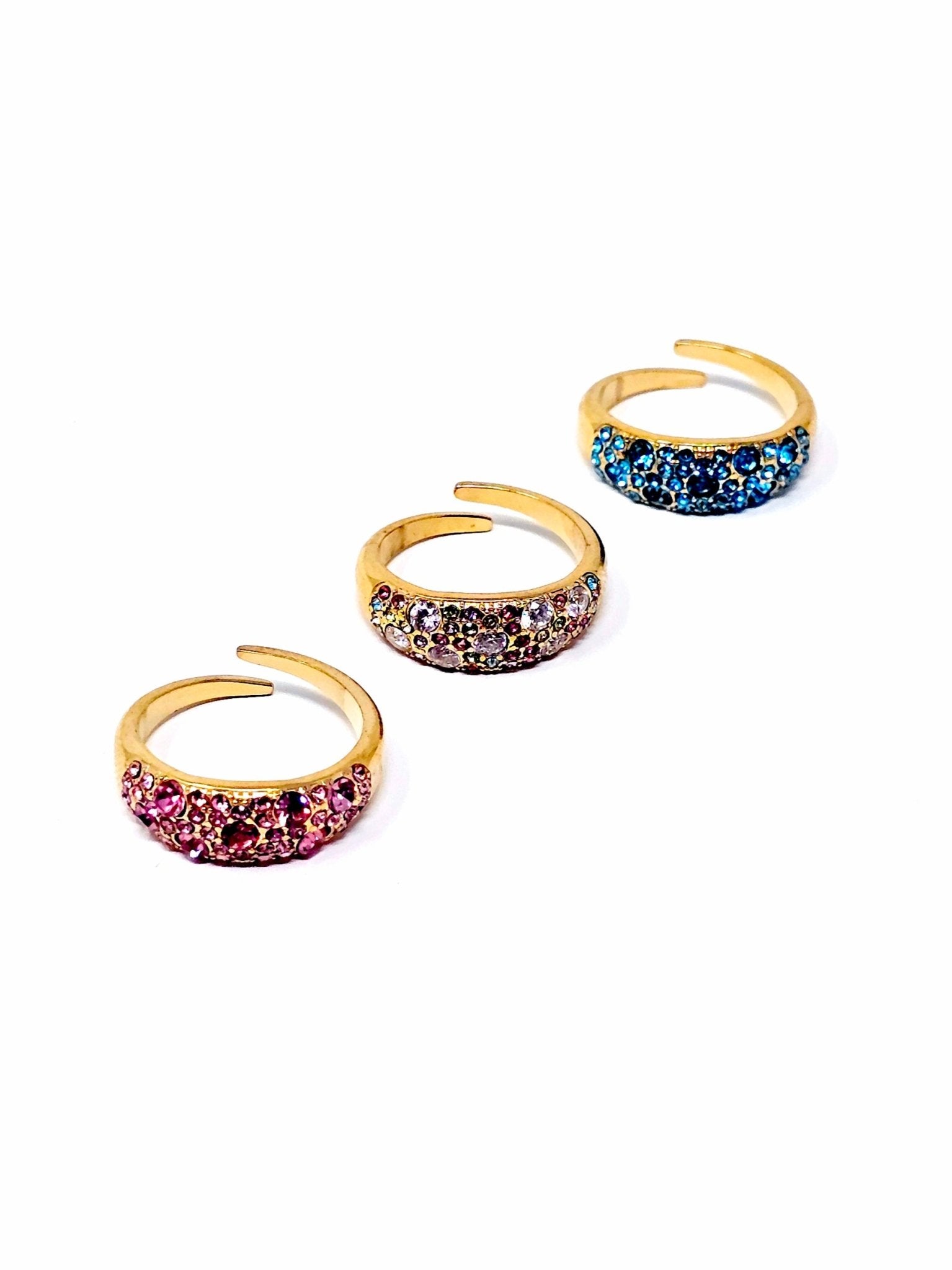 Anello Regolabile "Artemide" Gold con Pietre Color Quarzo Rosa o Acquamarina o Multicolor - 333HOPE333