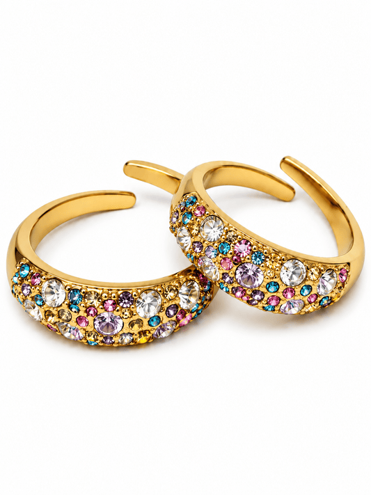 Anello Regolabile "Artemide" Gold con Pietre Pastel Colors - 333HOPE333