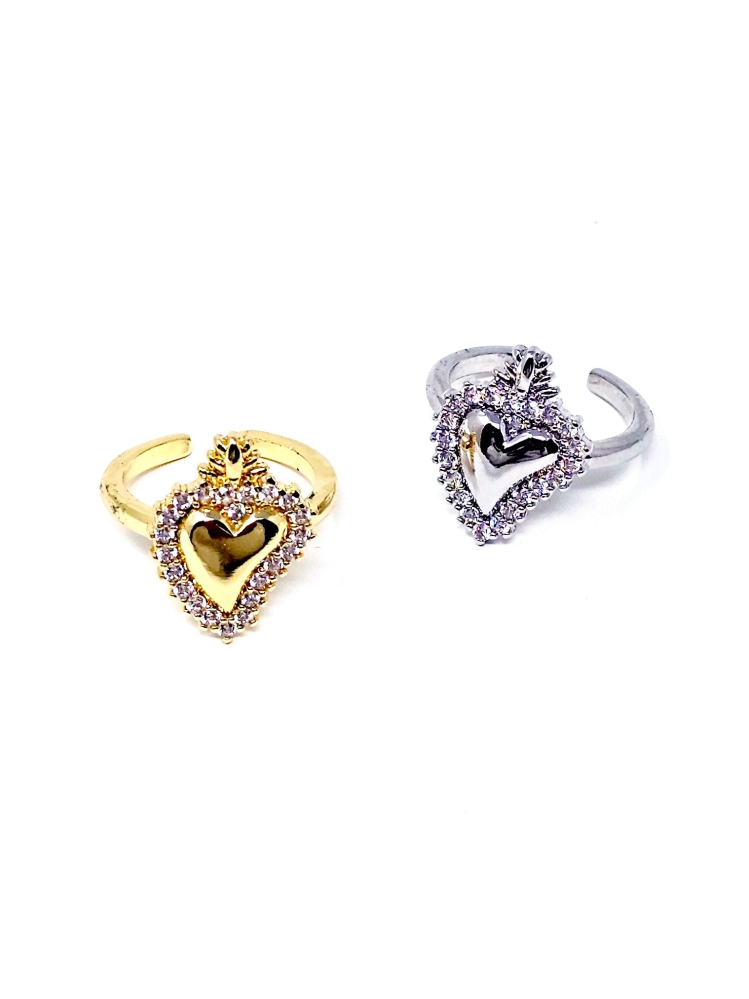 Anello Regolabile "Cuore Sacro Pavé" Gold o Silver - 333HOPE333