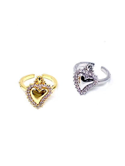 Anello Regolabile "Cuore Sacro Pavé" Gold o Silver - 333HOPE333