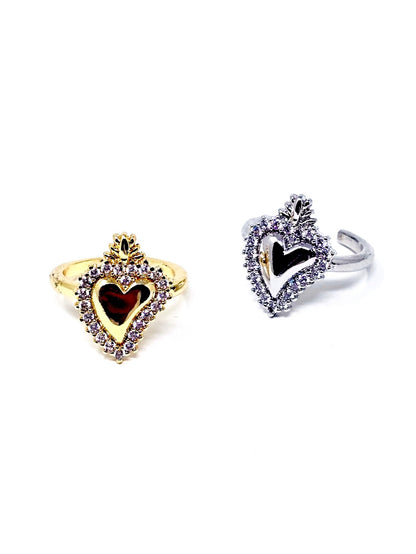 Anello Regolabile "Cuore Sacro Pavé" Gold o Silver - 333HOPE333