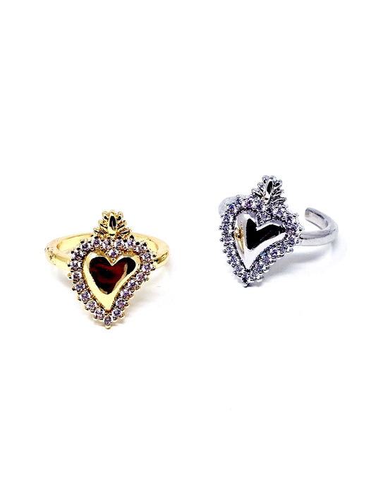 Anello Regolabile "Cuore Sacro Pavé" Gold o Silver - 333HOPE333
