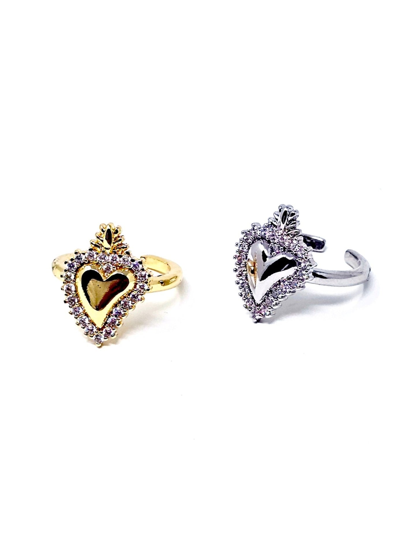 Anello Regolabile "Cuore Sacro Pavé" Gold o Silver - 333HOPE333