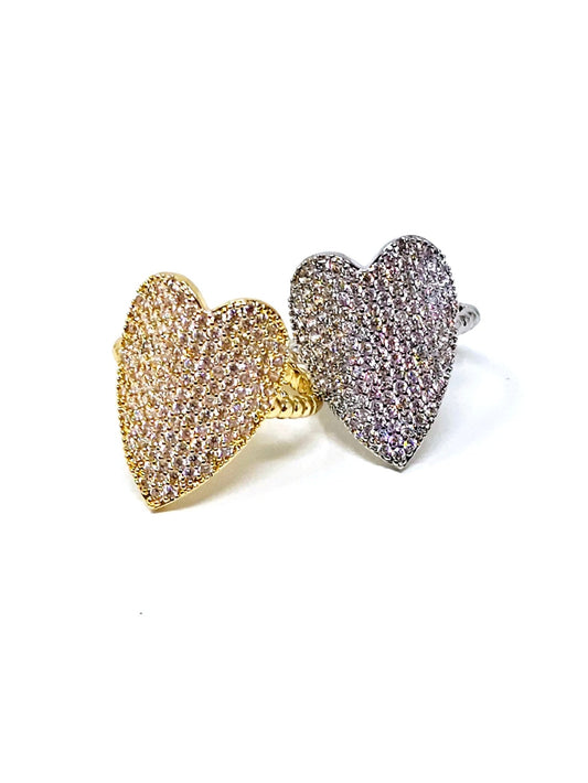 Anello Regolabile "Cuore Slim Pavé" Gold o Silver - 333HOPE333