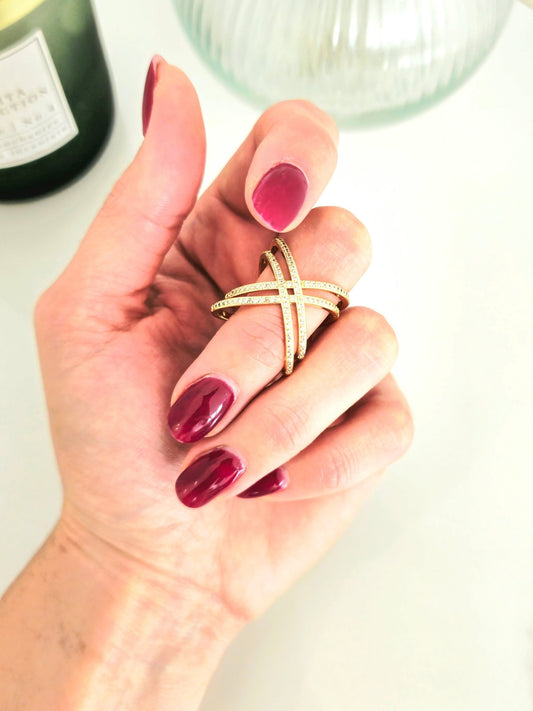 Anello Regolabile "Double Cross" Gold - 333HOPE333