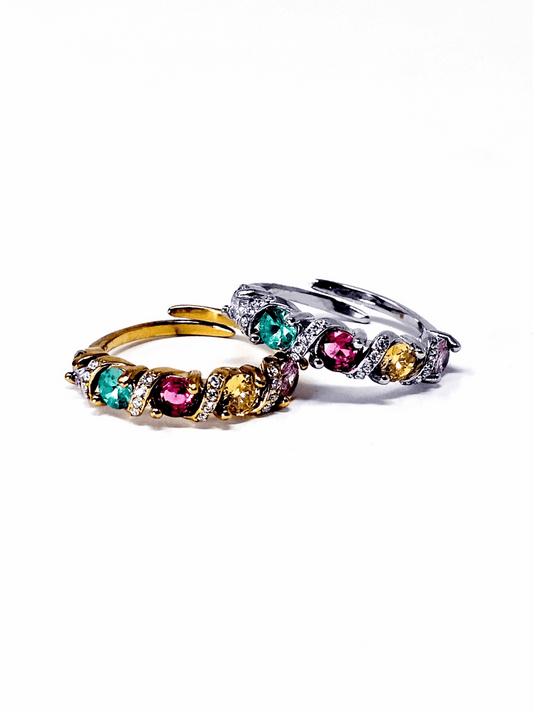 Anello Regolabile "Fantasy" Gold o Silver con Pietre Multicolor - 333HOPE333