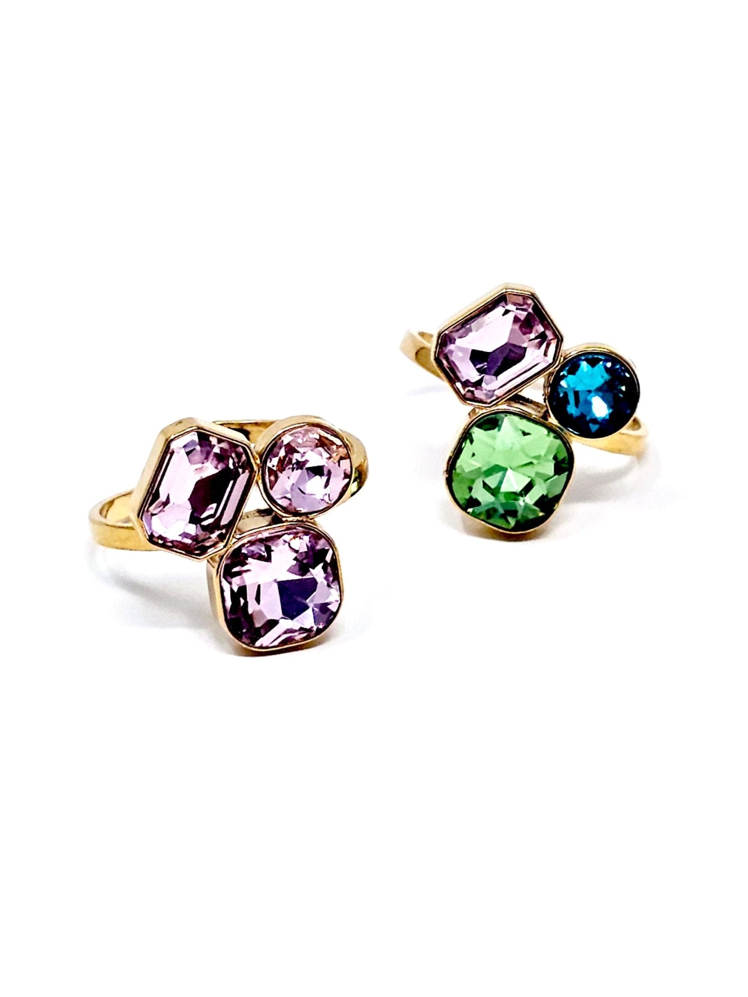 Anello Regolabile "Gemme" Gold con Pietre Rosa o Pastel Colors - 333HOPE333