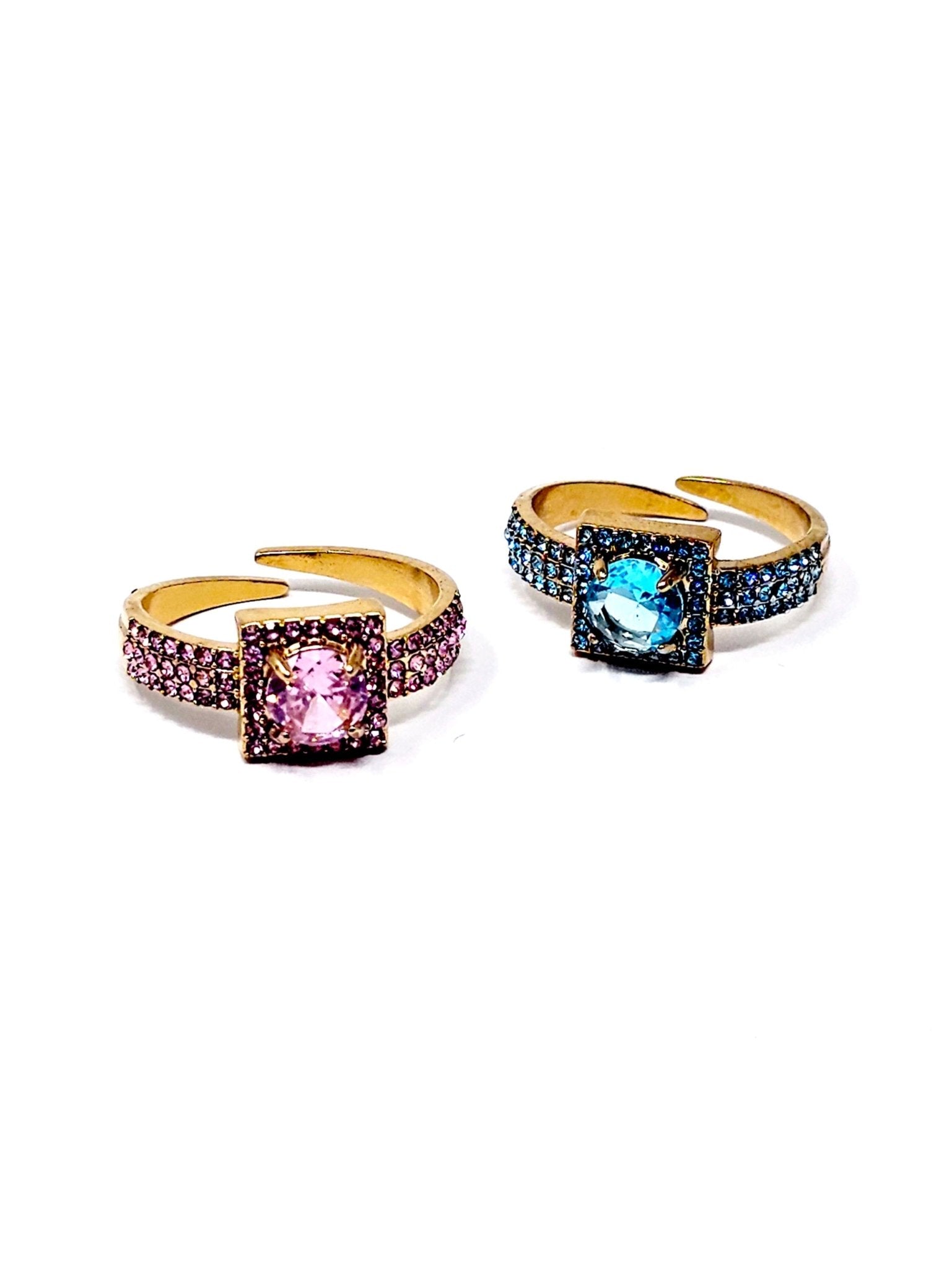 Anello Regolabile "Lumina" Gold con Pietre Color Quarzo Rosa o Acquamarina - 333HOPE333