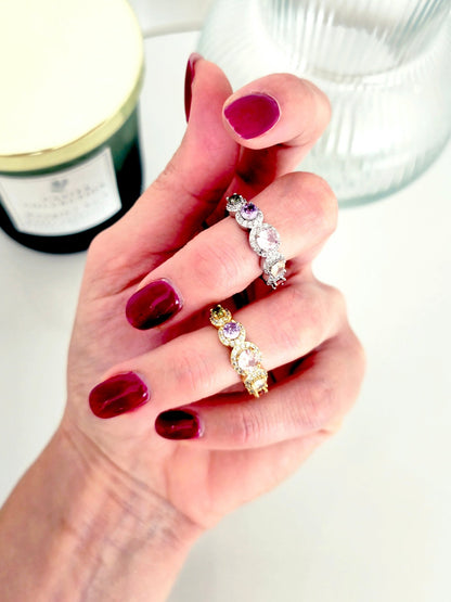 Anello Regolabile "Magic Degradè" Gold o Silver con Pietre Pastel Colors - 333HOPE333