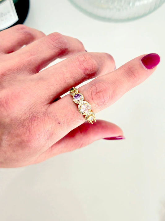 Anello Regolabile "Magic Degradè" Gold o Silver con Pietre Pastel Colors - 333HOPE333