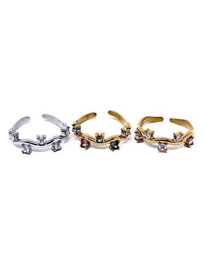 Anello Regolabile "Medea" Silver o Gold o Gold con Pietre Multicolor - 333HOPE333