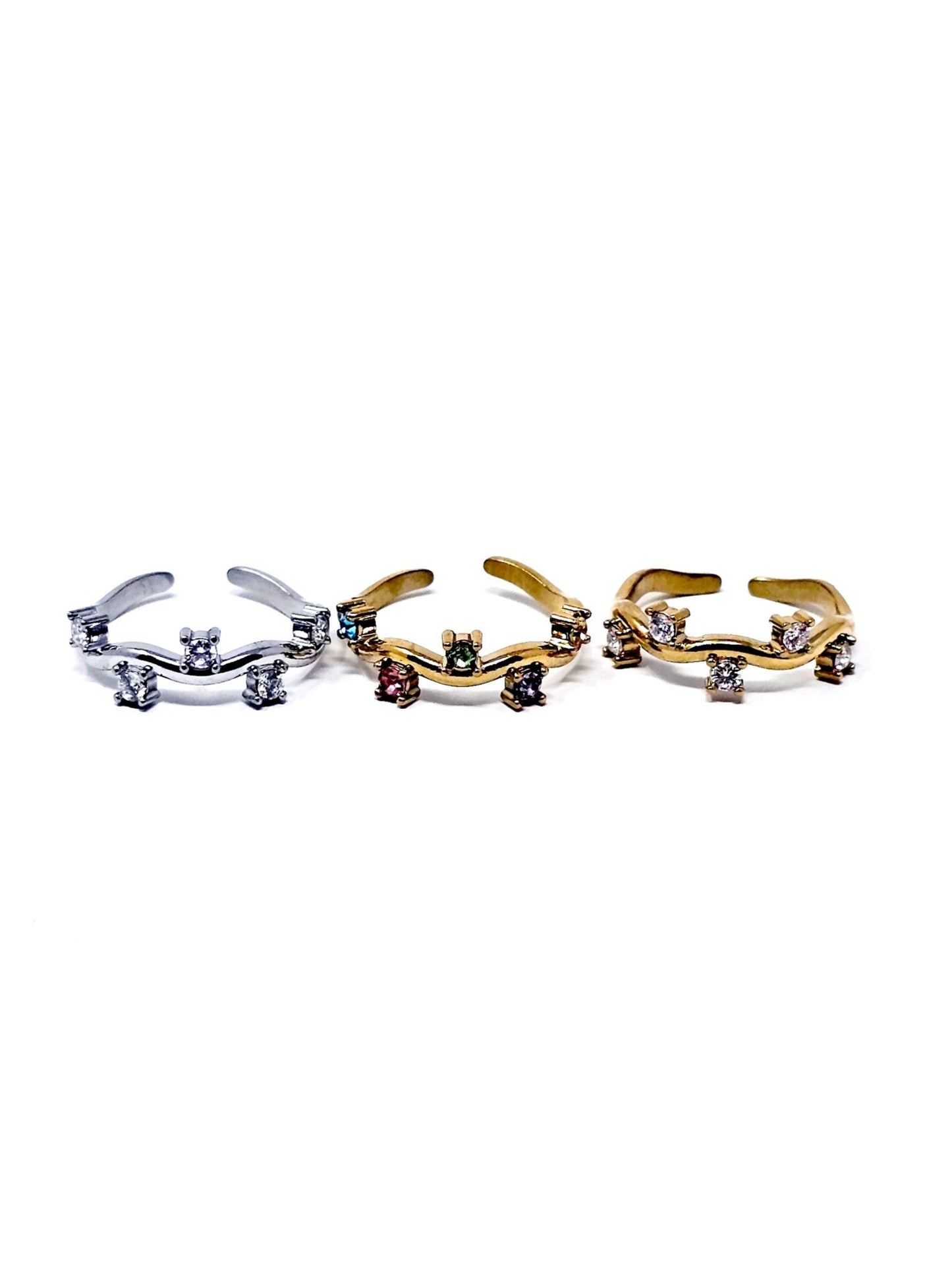 Anello Regolabile "Medea" Silver o Gold o Gold con Pietre Multicolor - 333HOPE333