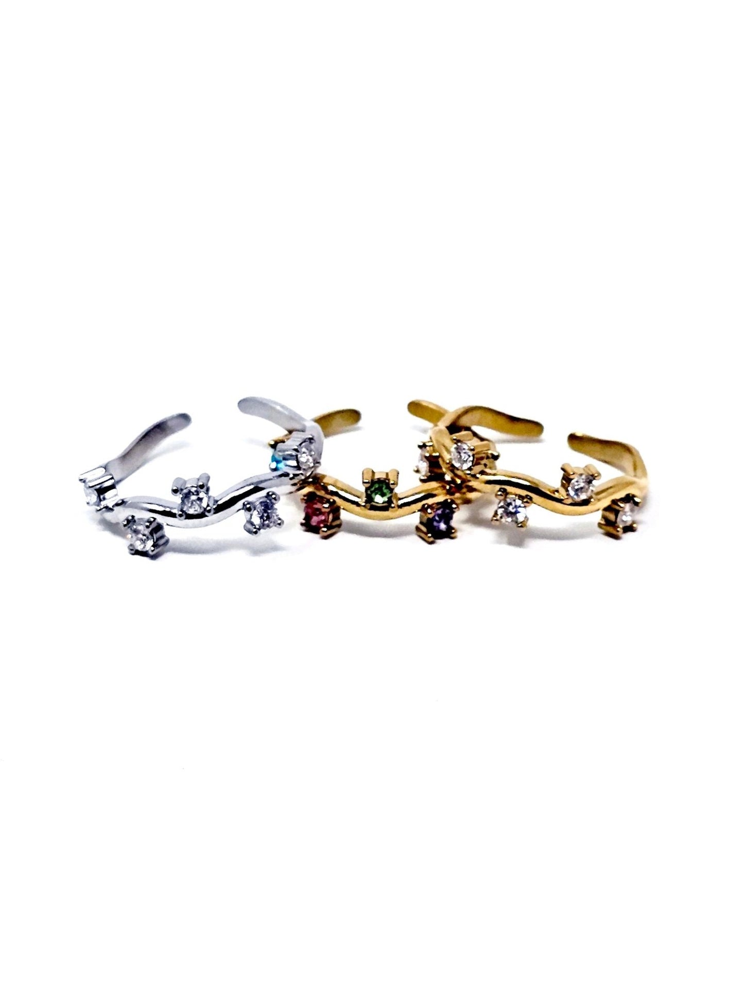Anello Regolabile "Medea" Silver o Gold o Gold con Pietre Multicolor - 333HOPE333