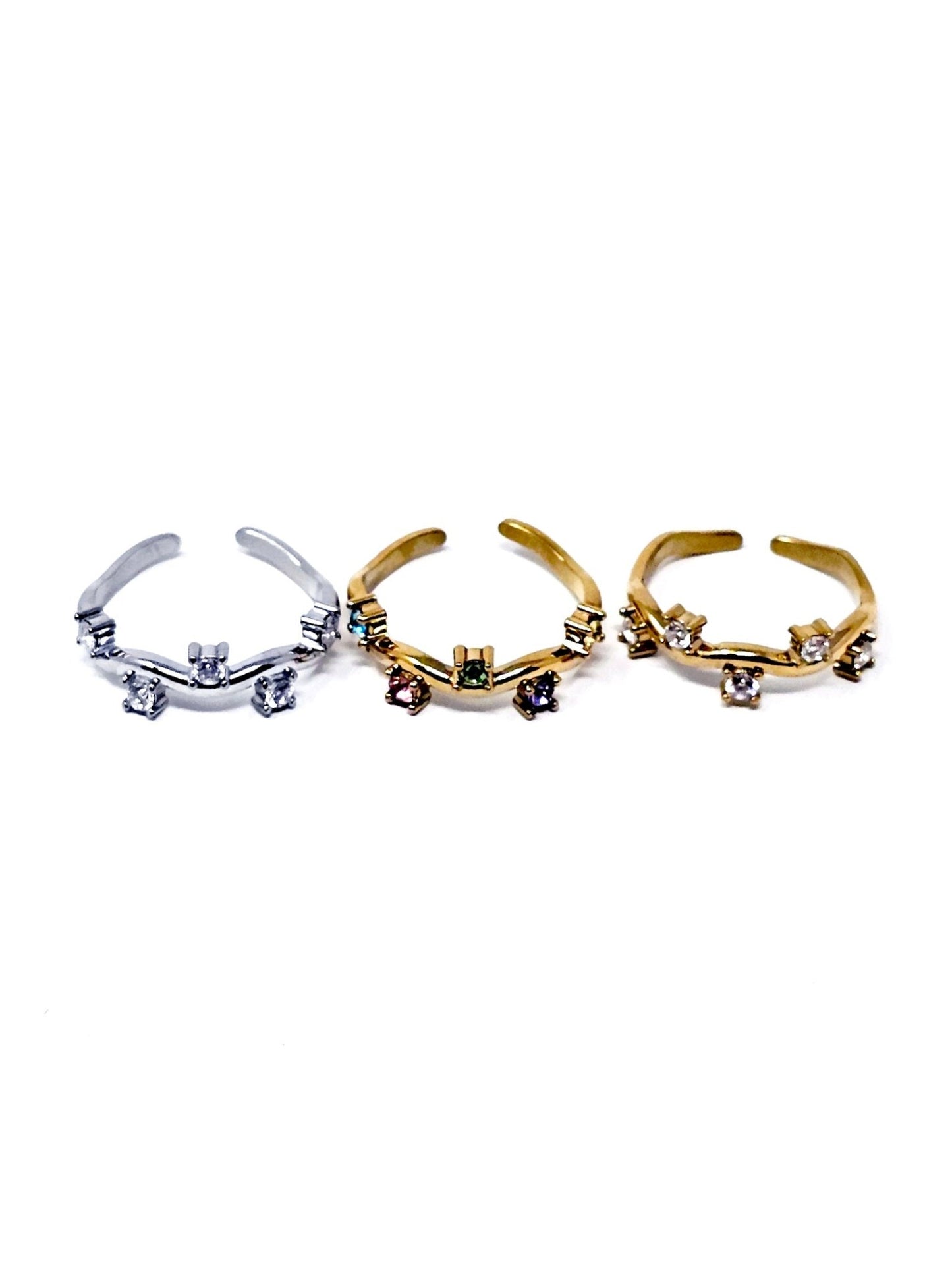 Anello Regolabile "Medea" Silver o Gold o Gold con Pietre Multicolor - 333HOPE333