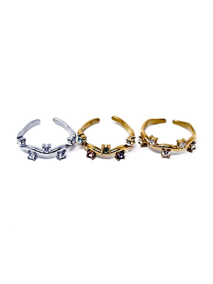 Anello Regolabile "Medea" Silver o Gold o Gold con Pietre Multicolor - 333HOPE333