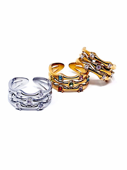 Anello Regolabile "Medea" Silver o Gold o Gold con Pietre Multicolor - 333HOPE333