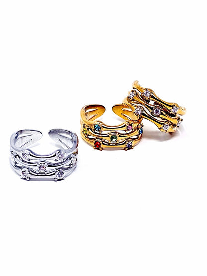 Anello Regolabile "Medea" Silver o Gold o Gold con Pietre Multicolor - 333HOPE333