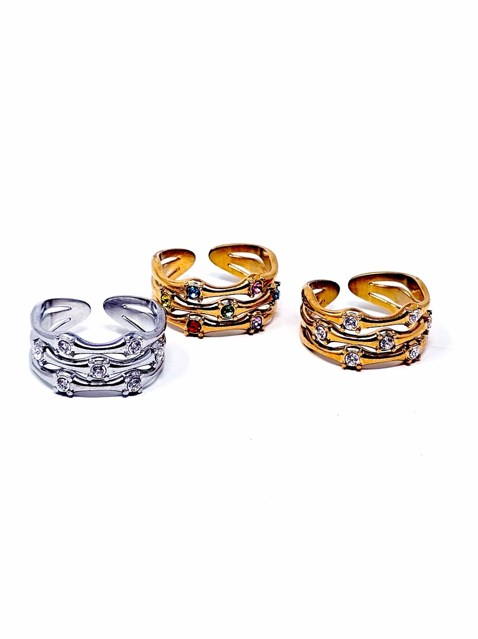 Anello Regolabile "Medea" Silver o Gold o Gold con Pietre Multicolor - 333HOPE333