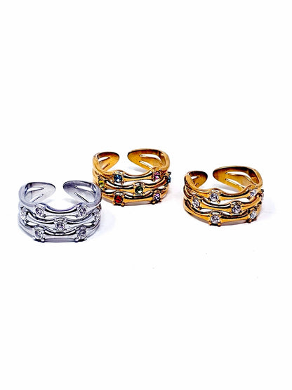 Anello Regolabile "Medea" Silver o Gold o Gold con Pietre Multicolor - 333HOPE333